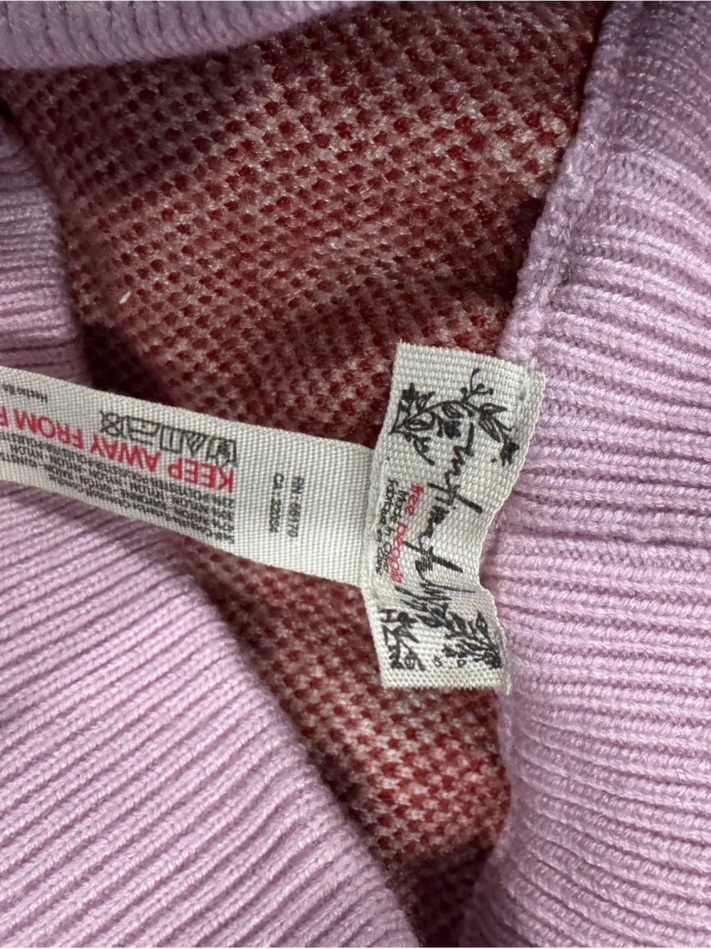 Free People Pink & Red Patterned Knit Cardigan with Matching Crop Top